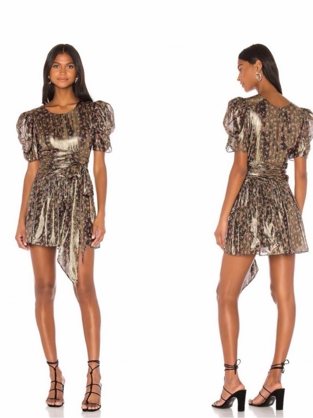LoveShackFancy Mercy Metallic Silk Mini Dress in Midnight Vine